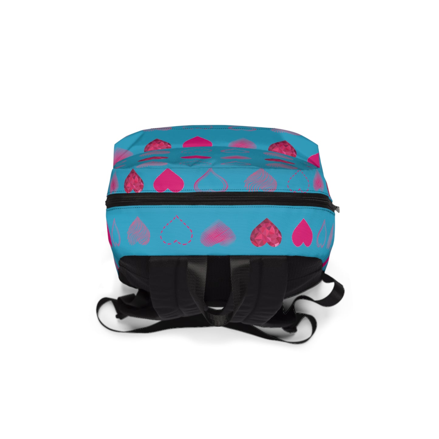 Blue with Pink Hearts | Classic Unisex Backpack Book Bag