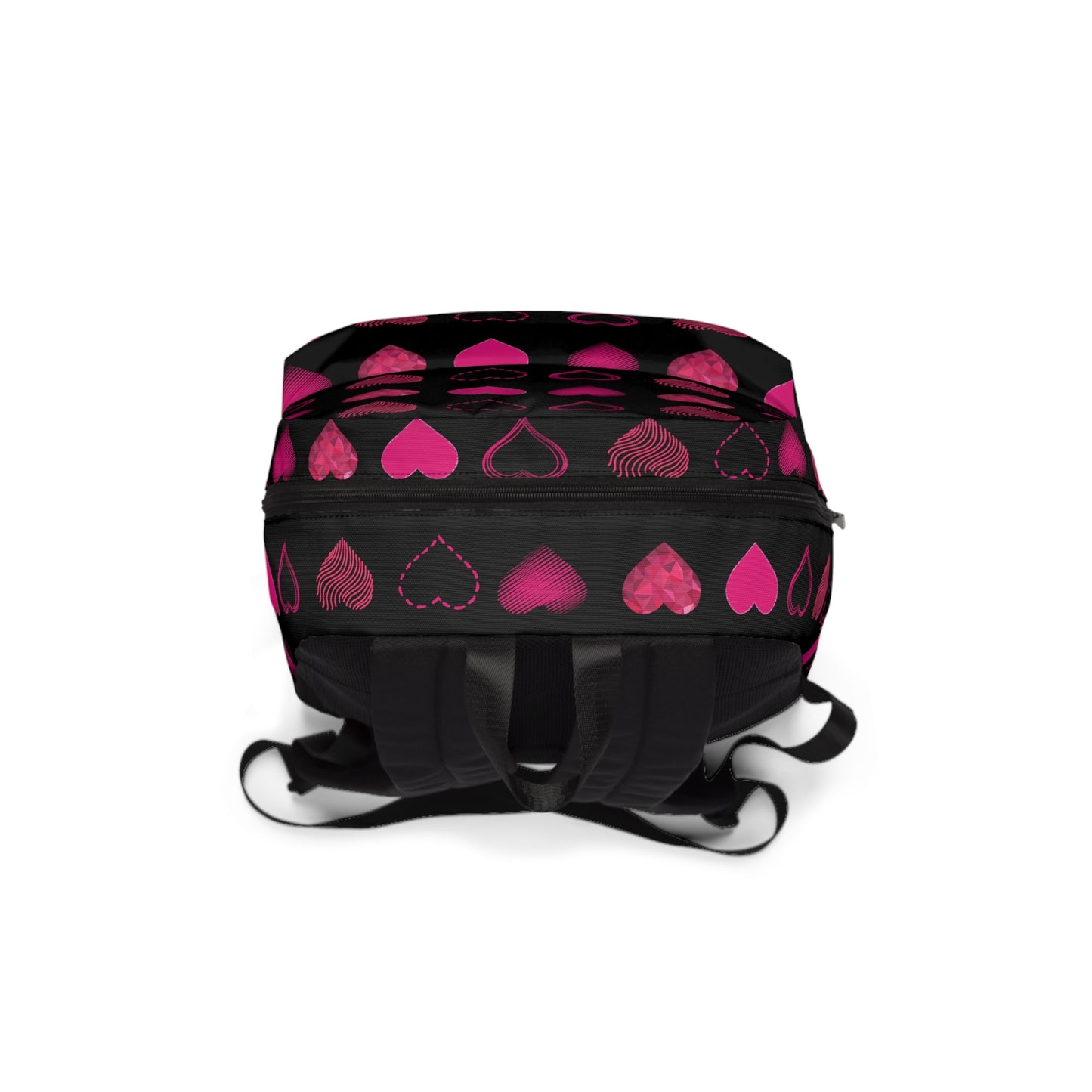 Black with Pink Hearts | Classic Unisex Backpack Book Bag