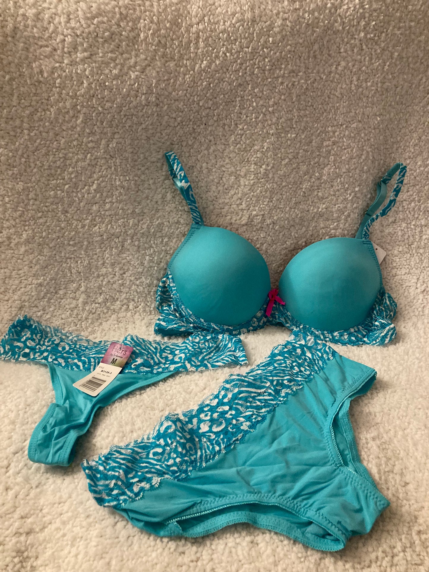 Ocean Blue and White Bra & Panty Set