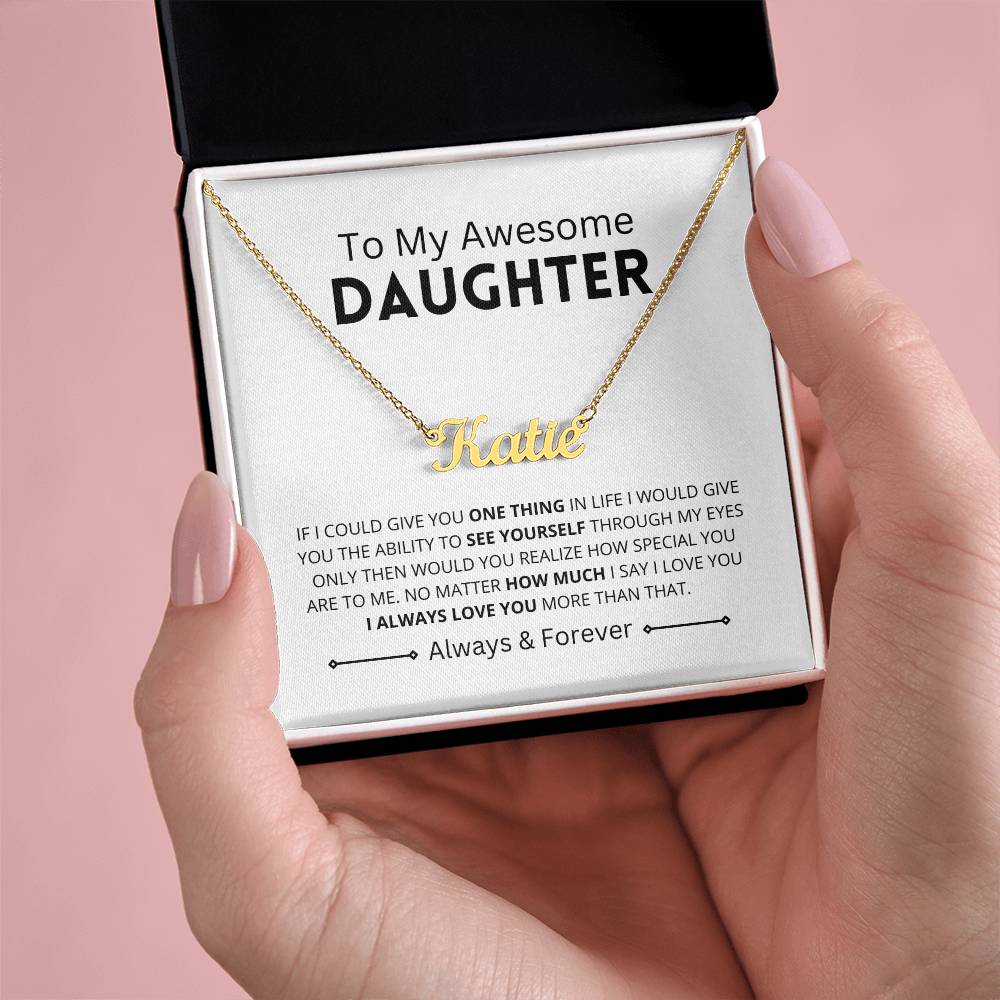 Awesome Daughter | Script Name Necklace Chain Gift