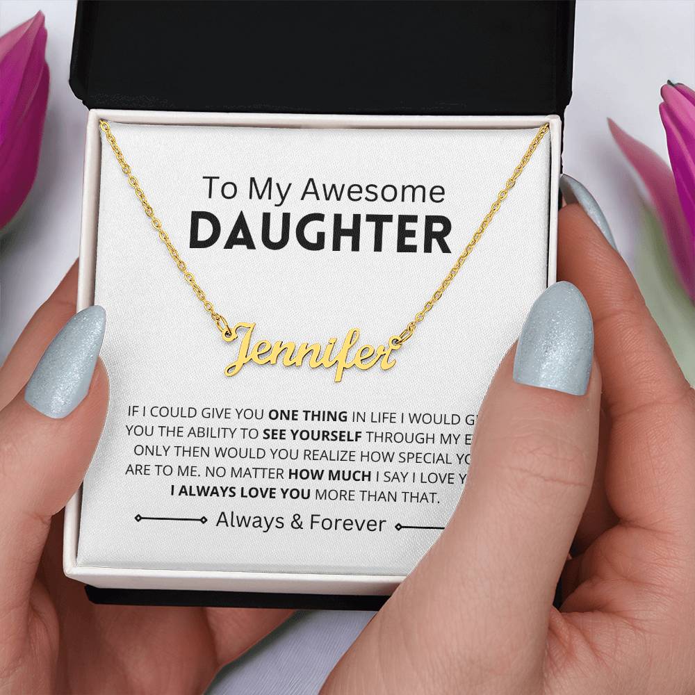 Awesome Daughter | Script Name Necklace Chain Gift