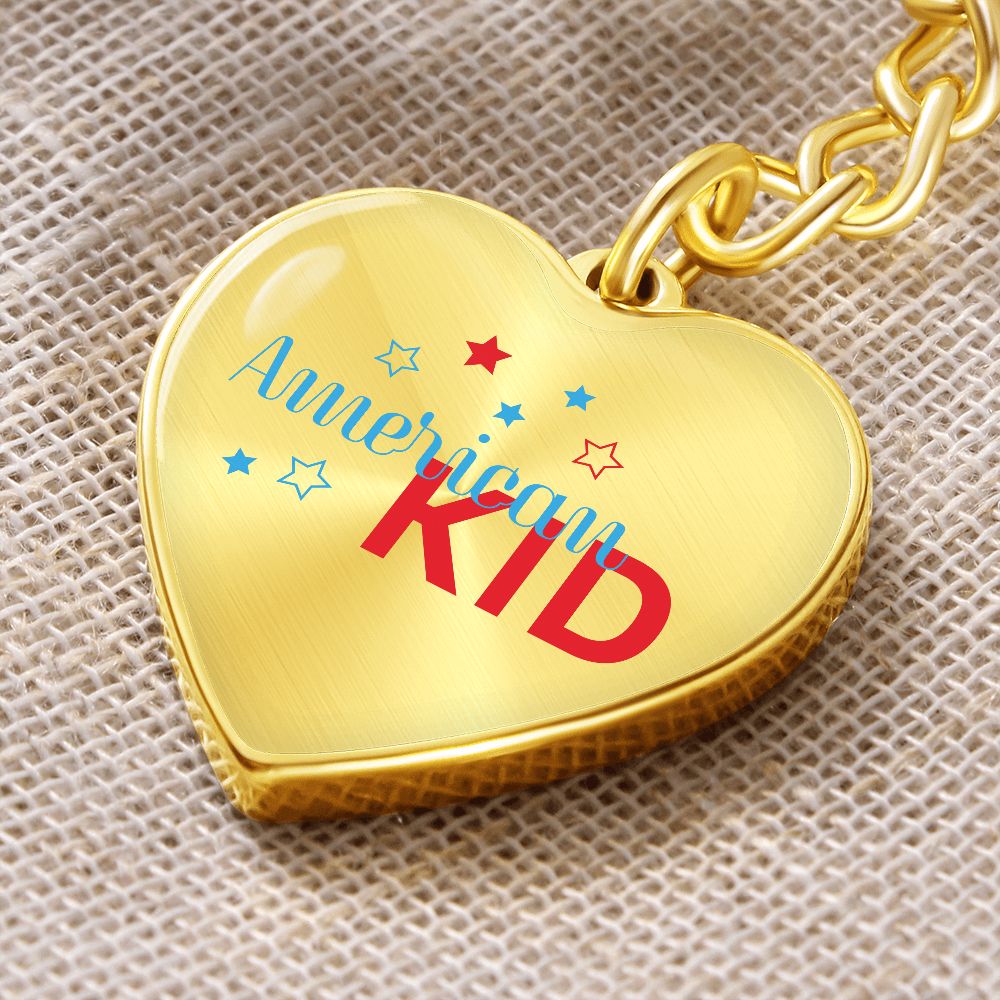 Graphic Heart Keychain For Keys | American Kid | silver or gold