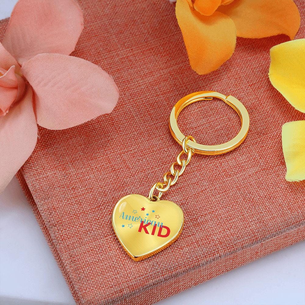 Graphic Heart Keychain For Keys | American Kid | silver or gold