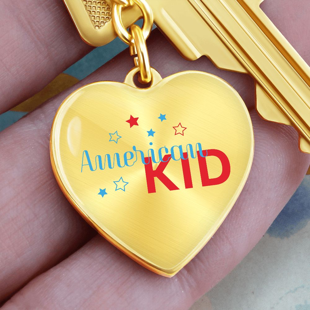 Graphic Heart Keychain For Keys | American Kid | silver or gold
