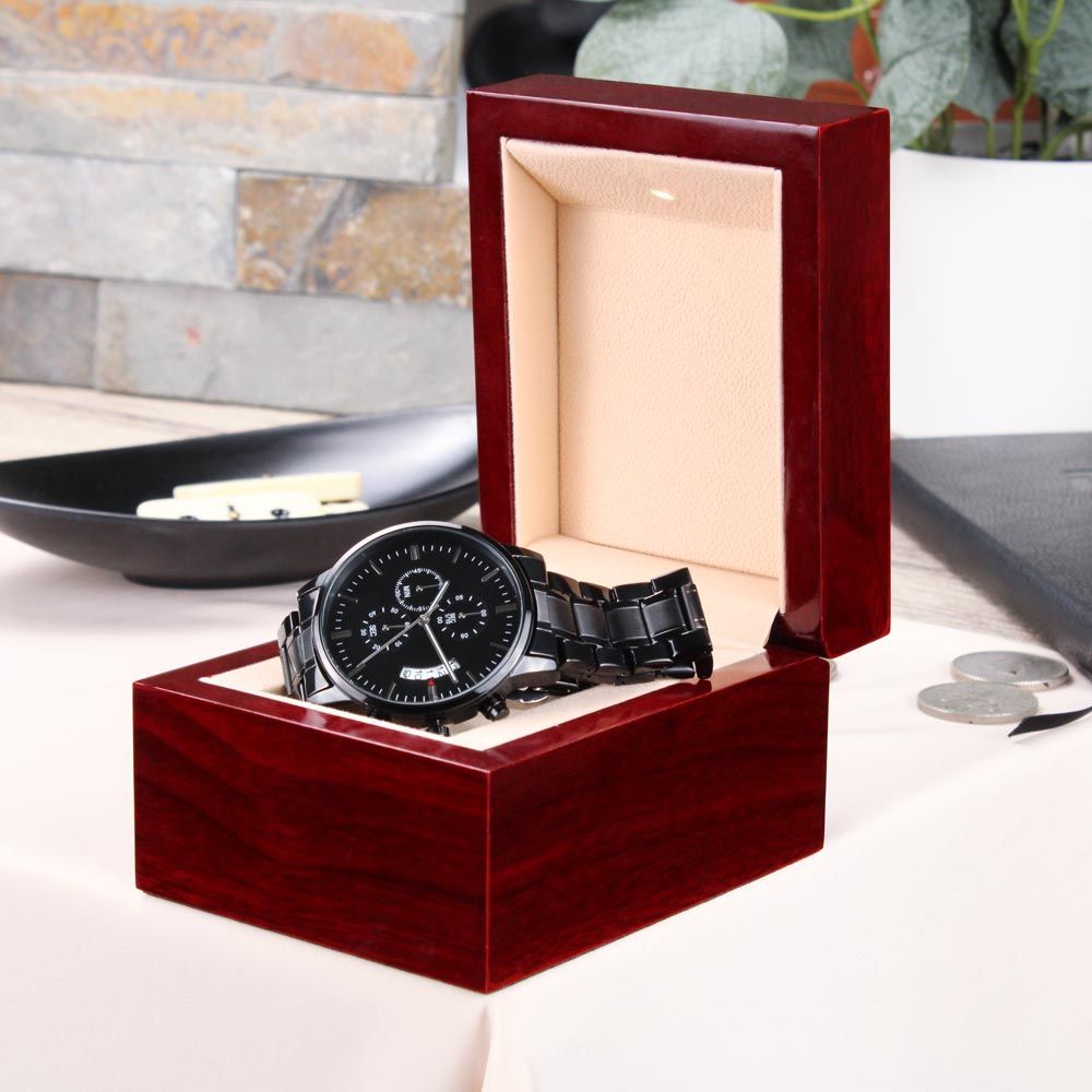 Customizable Black Stainless Steel Men's Watch Personalize