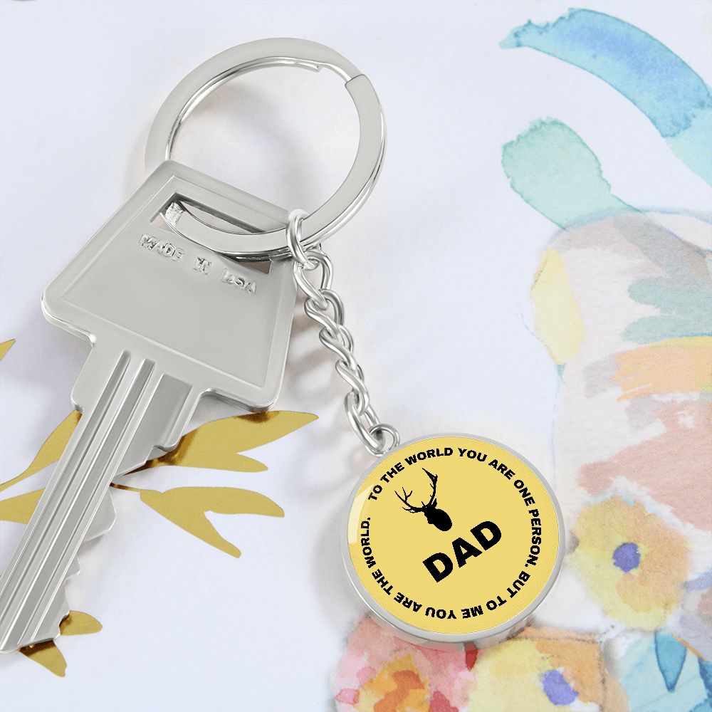 Graphic Circle Keychain For Keys | World Class Dad loves hunting