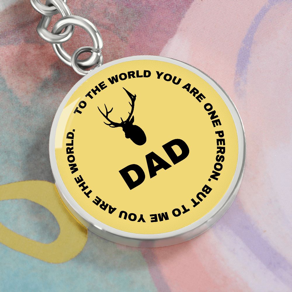 Graphic Circle Keychain For Keys | World Class Dad loves hunting