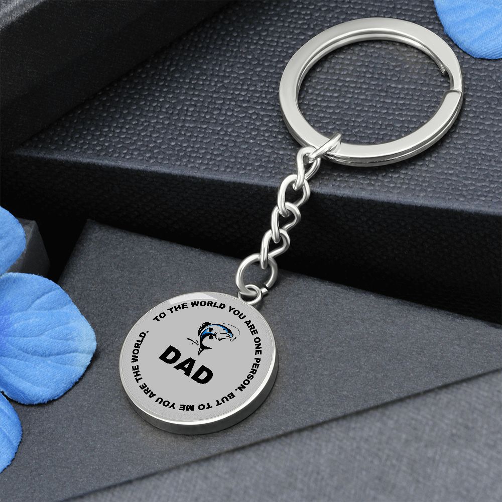 Graphic Circle Keychain For Keys | World Class Dad loves fishing