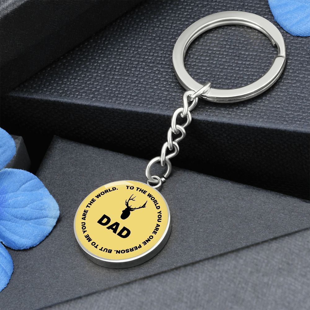 Graphic Circle Keychain For Keys | World Class Dad loves hunting