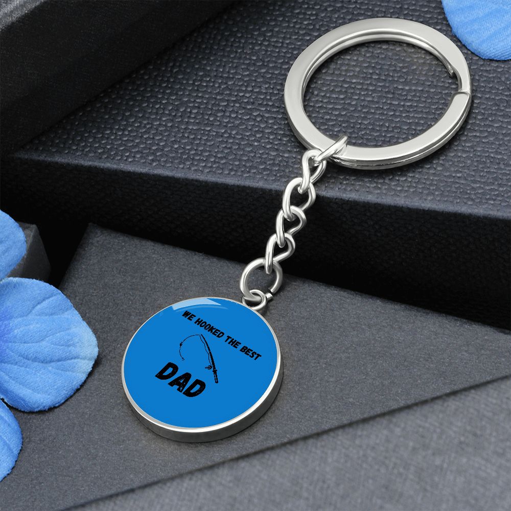 Graphic Circle Keychain For Keys | Fishing Best Dad