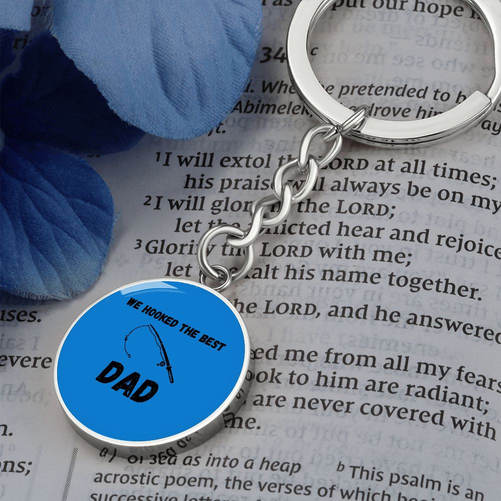 Graphic Circle Keychain For Keys | Fishing Best Dad