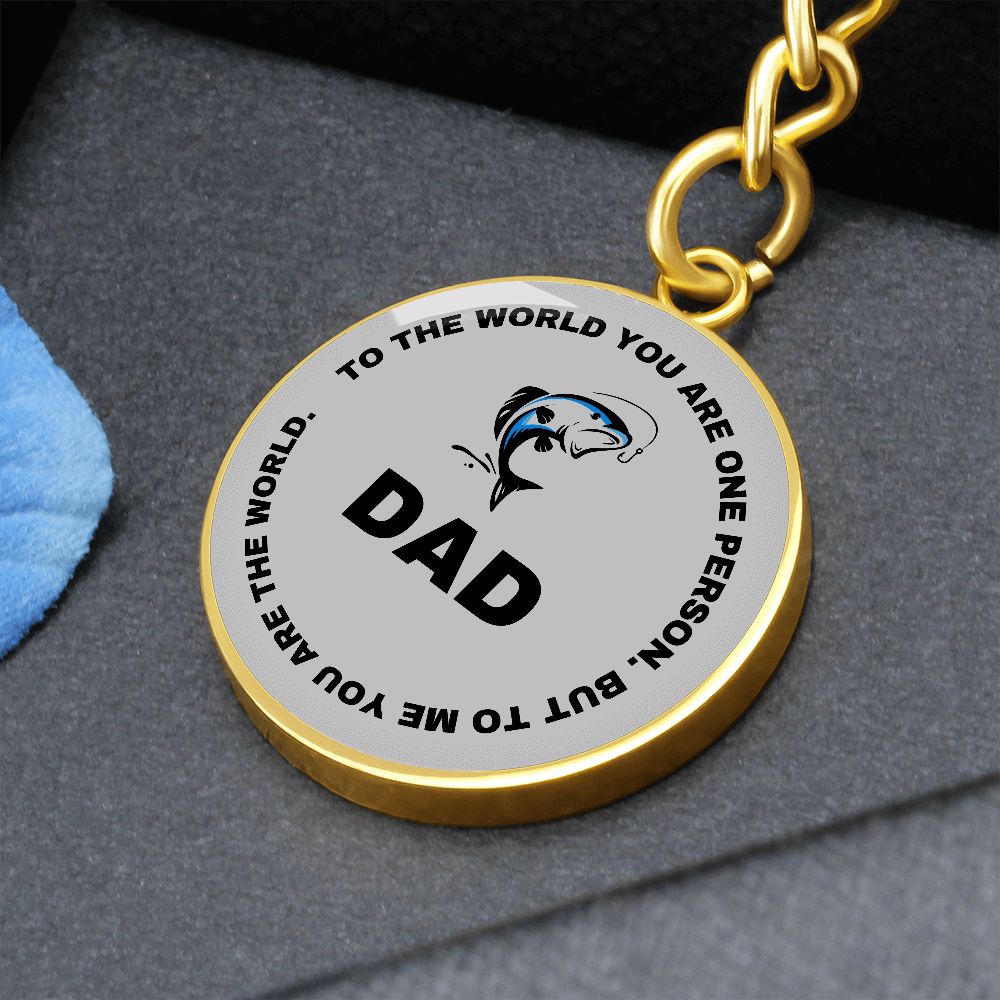 Graphic Circle Keychain For Keys | World Class Dad loves fishing