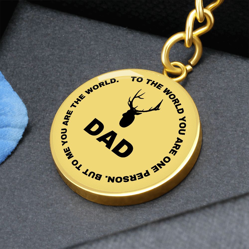 Graphic Circle Keychain For Keys | World Class Dad loves hunting