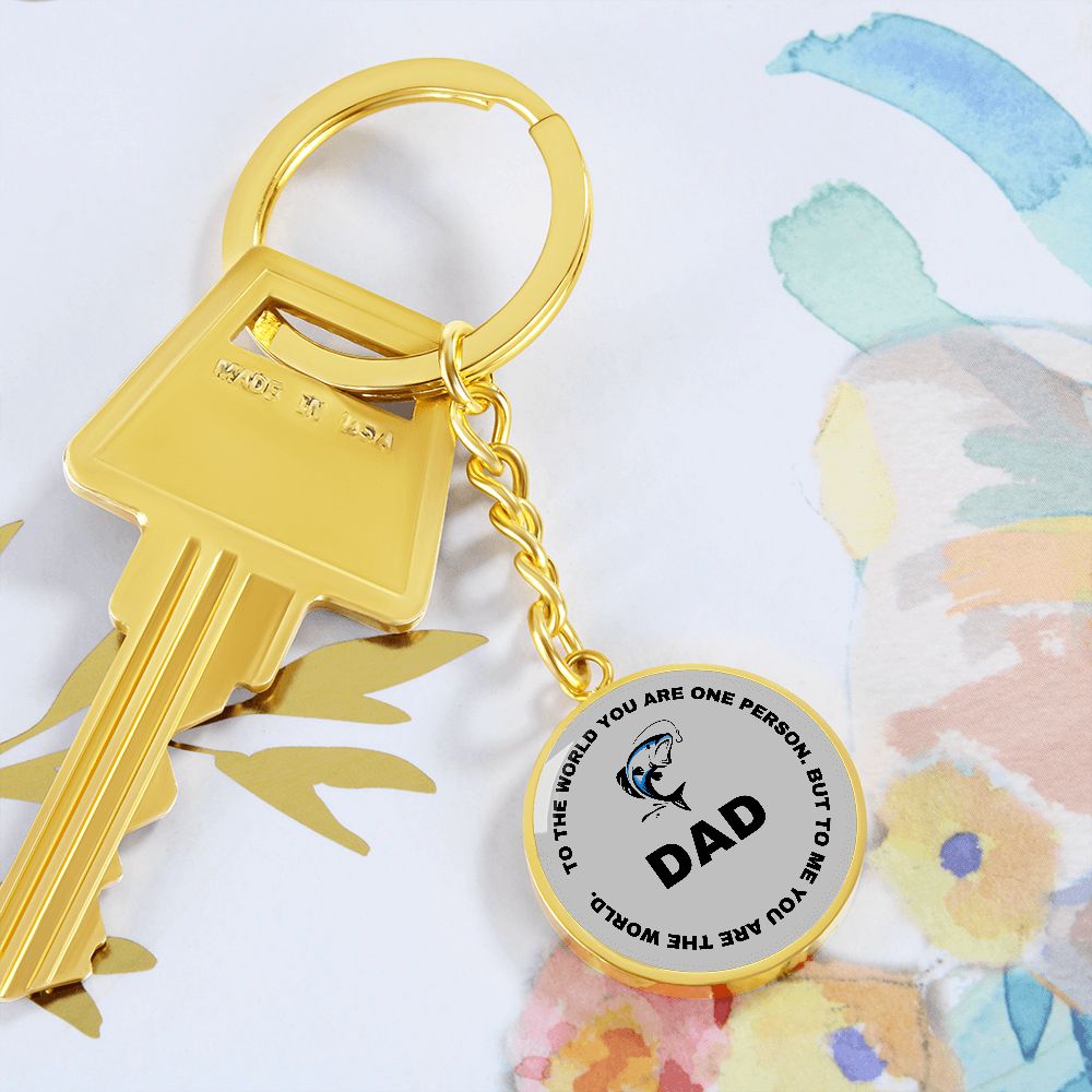 Graphic Circle Keychain For Keys | World Class Dad loves fishing
