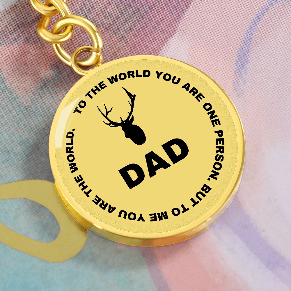 Graphic Circle Keychain For Keys | World Class Dad loves hunting