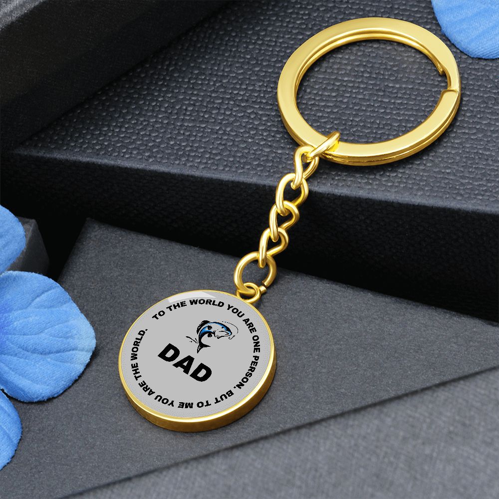 Graphic Circle Keychain For Keys | World Class Dad loves fishing
