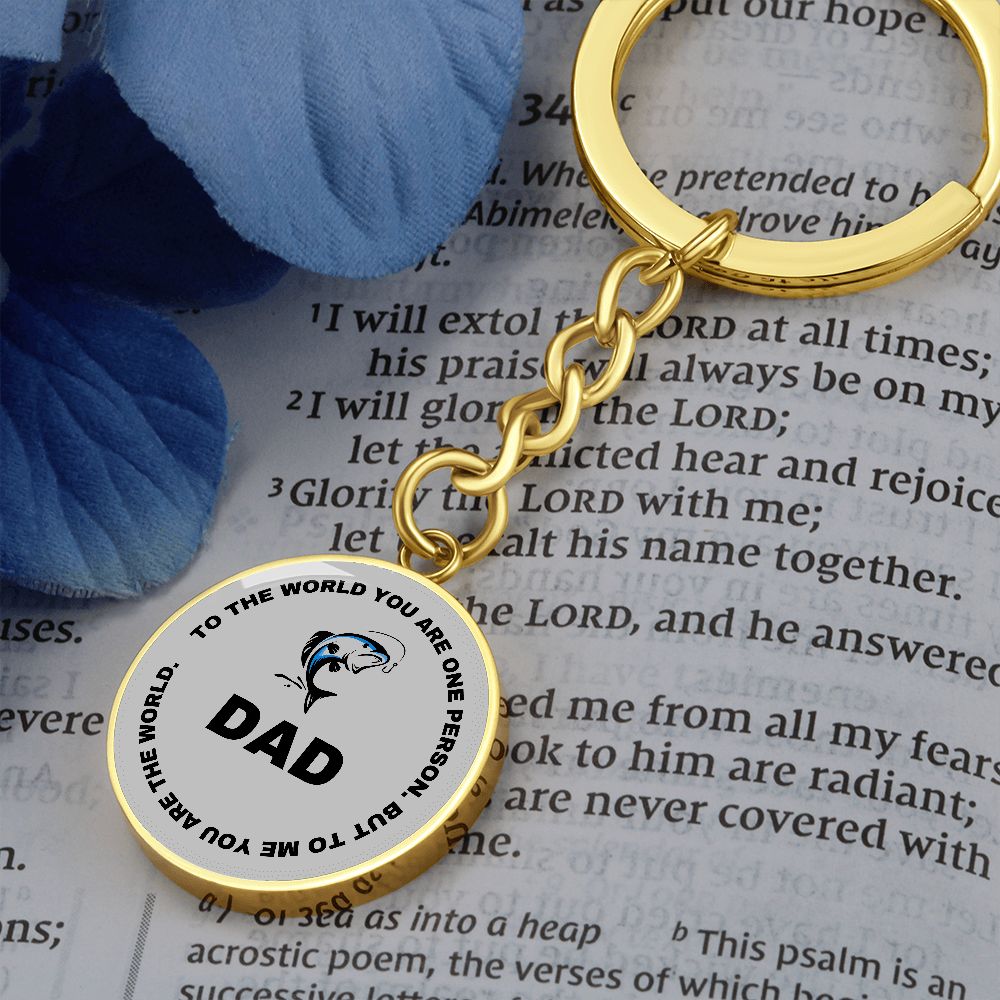 Graphic Circle Keychain For Keys | World Class Dad loves fishing