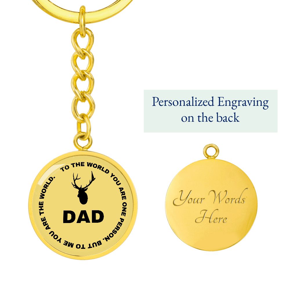 Graphic Circle Keychain For Keys | World Class Dad loves hunting