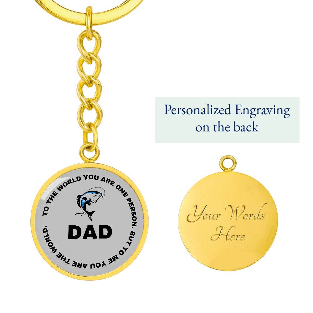 Graphic Circle Keychain For Keys | World Class Dad loves fishing
