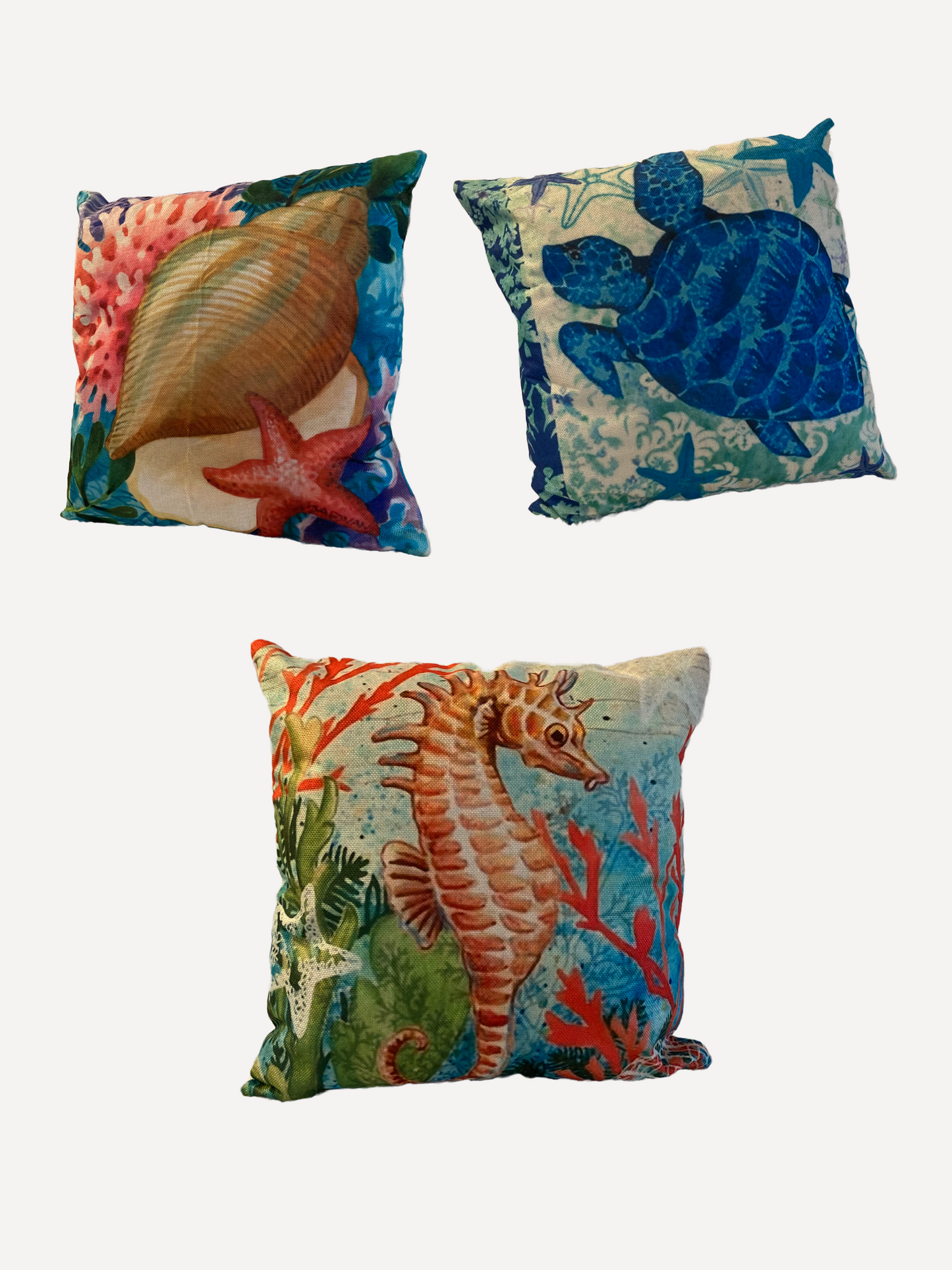 Ocean Starfish Pillow Cover Square 17"x17" Seahorse | Turtle | Seashell