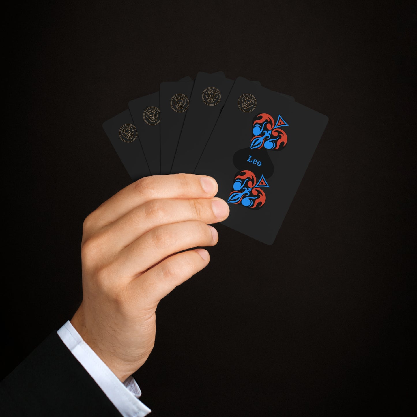 The Leo Sign Black Playing Cards Custom Poker Cards