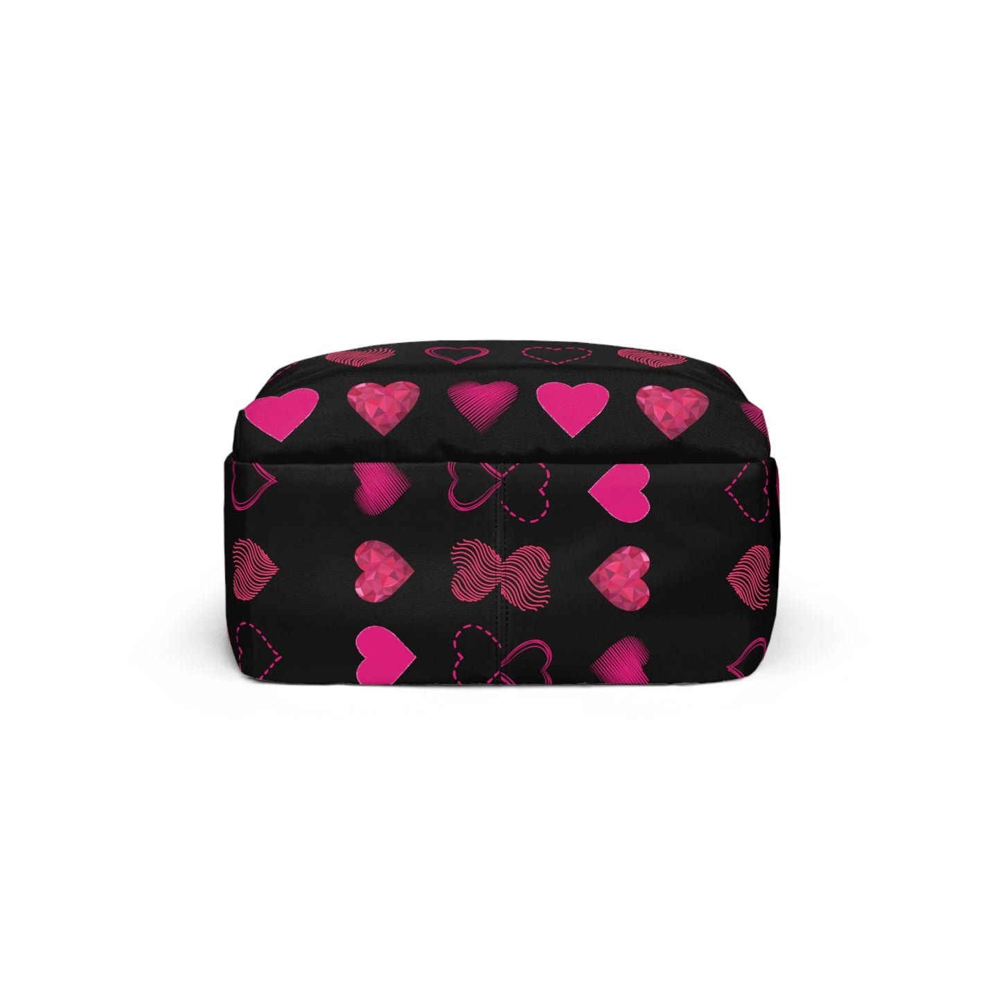 Black with Pink Hearts | Classic Unisex Backpack Book Bag