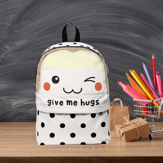 Cute in Dots Give Me Hugs | Classic Backpack Book Bag