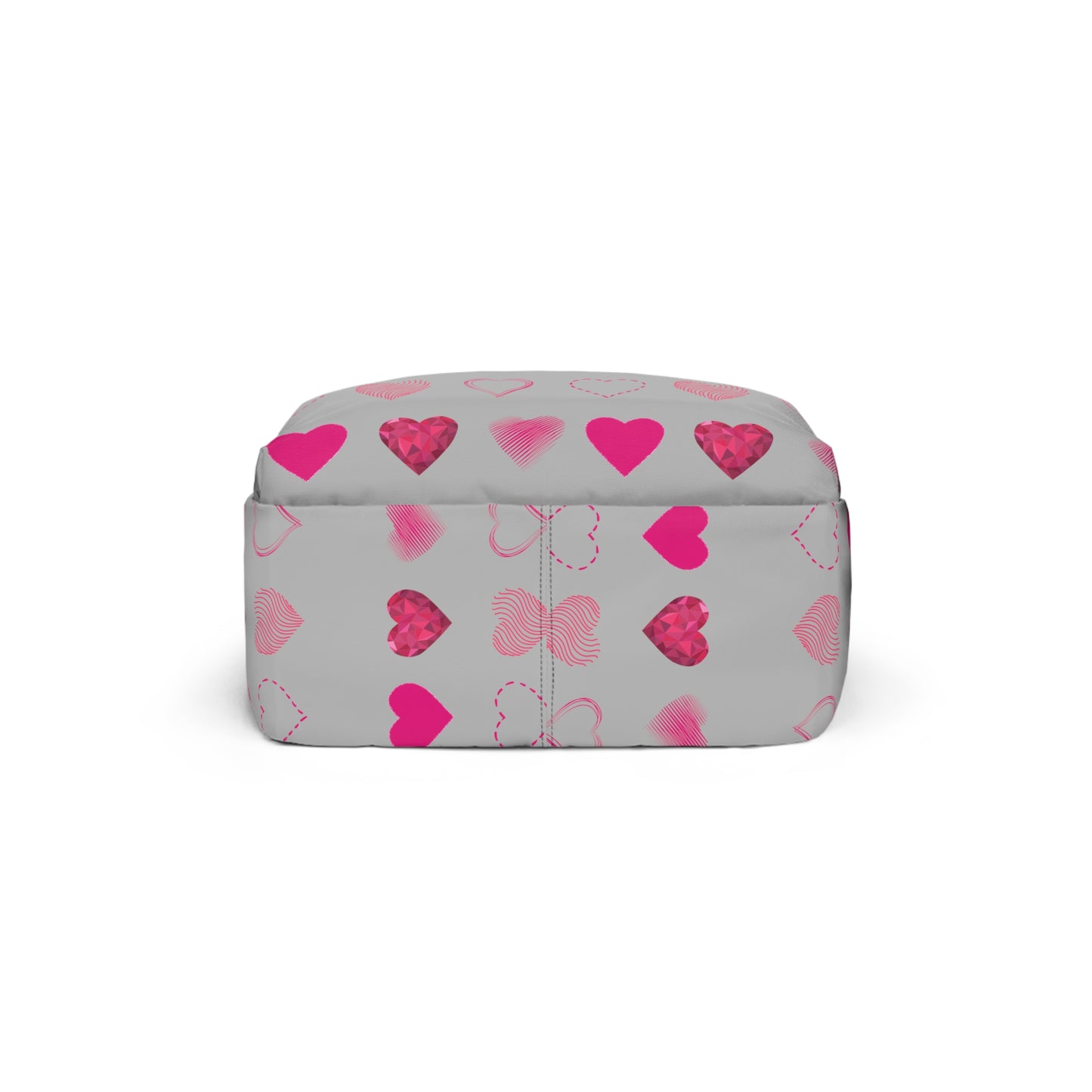 Grey with Pink Hearts | Classic Unisex Backpack Book Bag