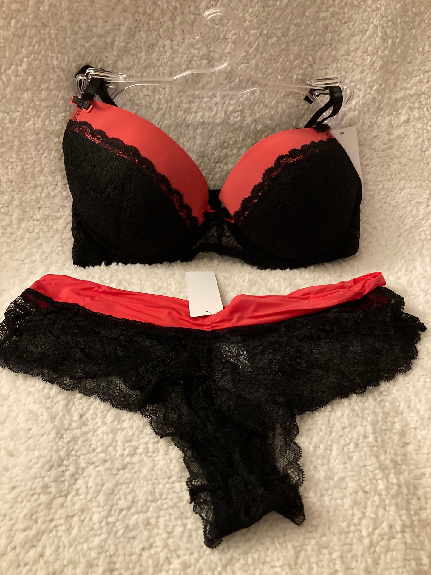 Black and Pink Scrunch Bra & Panty Set