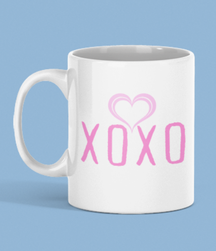 Love Hugs & Kisses Pink White Mug