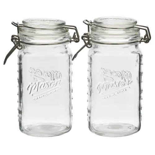 2 PC set Airtight Kitchen Food Storage Mason Glass Jar 17oz Mini Clamp Jar