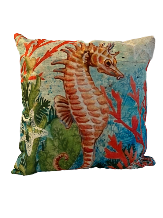 Ocean Starfish Pillow Cover Square 17"x17" Seahorse | Turtle | Seashell