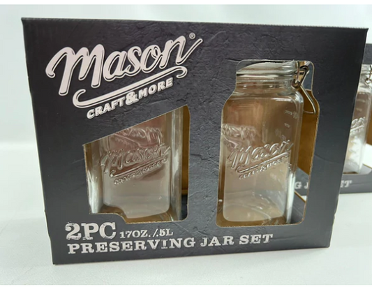 2 PC set Airtight Kitchen Food Storage Mason Glass Jar 17oz Mini Clamp Jar