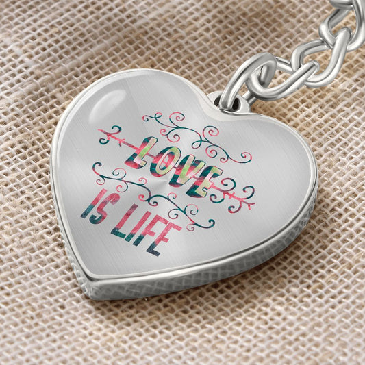 Graphic Heart Keychain For Keys | Love Is Life | silver or gold