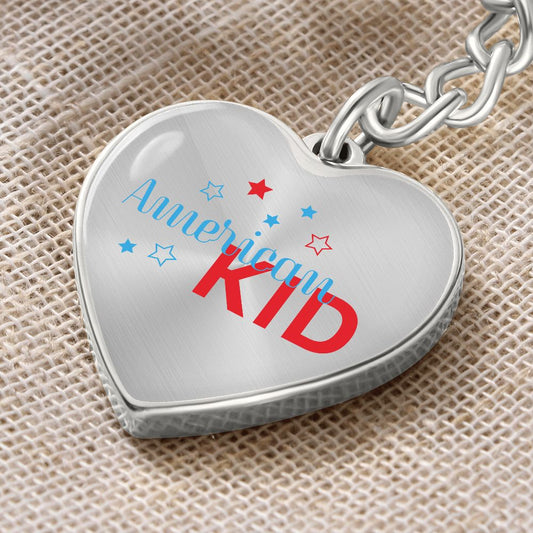 Graphic Heart Keychain For Keys | American Kid | silver or gold
