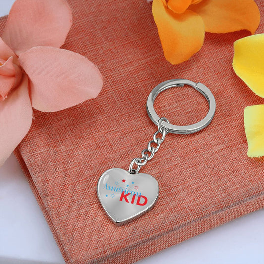 Graphic Heart Keychain For Keys | American Kid | silver or gold