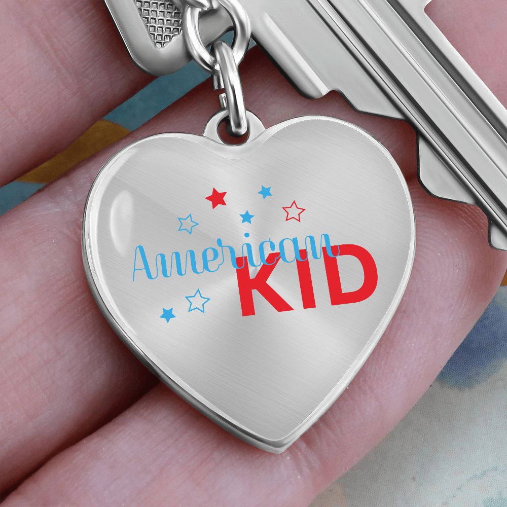 Graphic Heart Keychain For Keys | American Kid | silver or gold