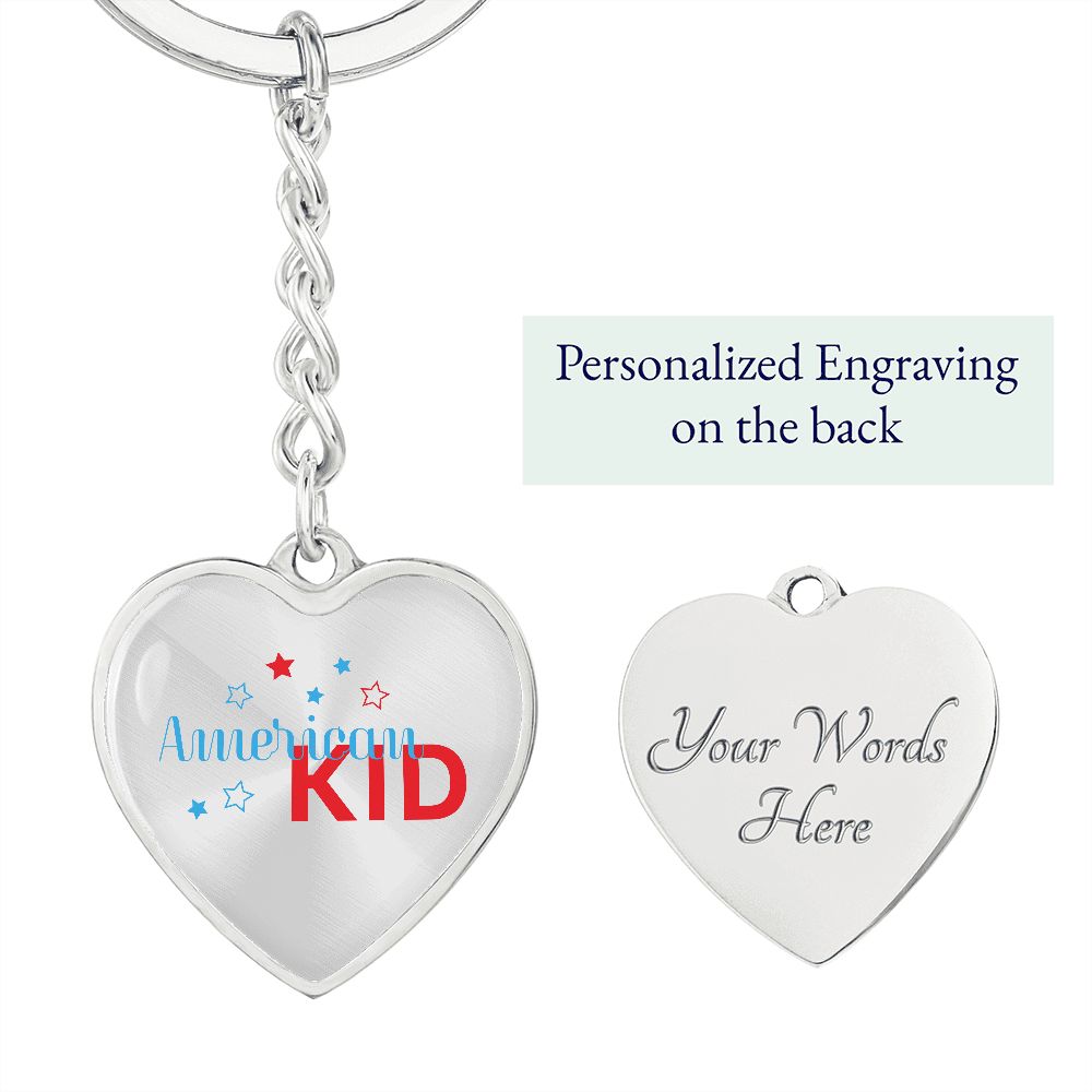 Graphic Heart Keychain For Keys | American Kid | silver or gold