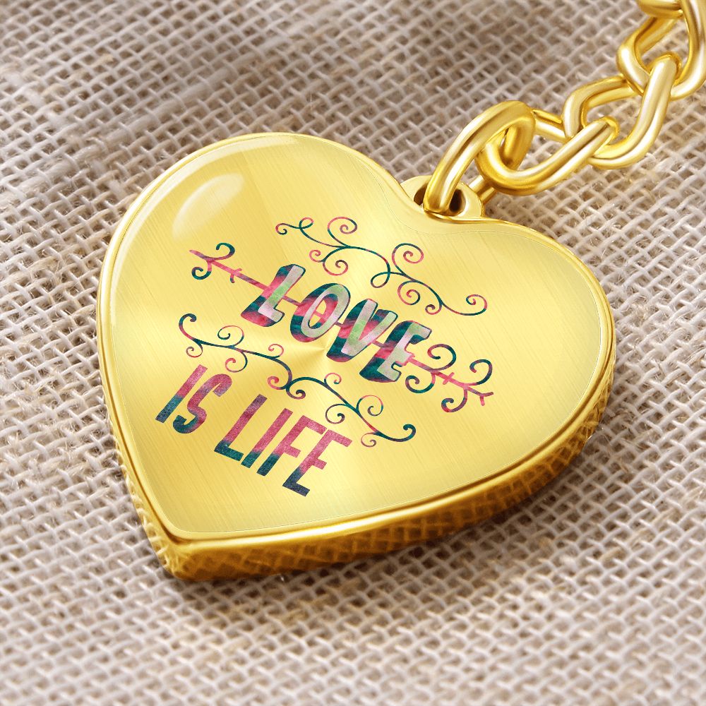 Graphic Heart Keychain For Keys | Love Is Life | silver or gold