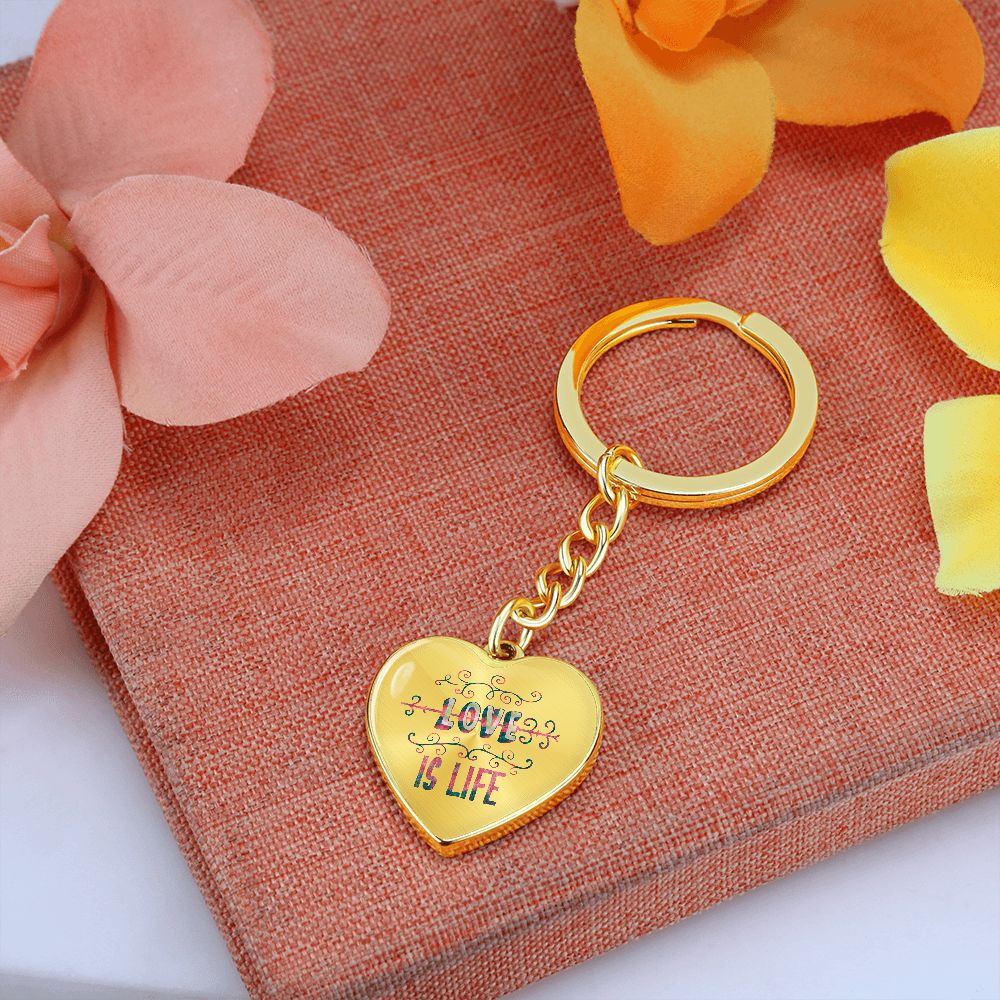 Graphic Heart Keychain For Keys | Love Is Life | silver or gold