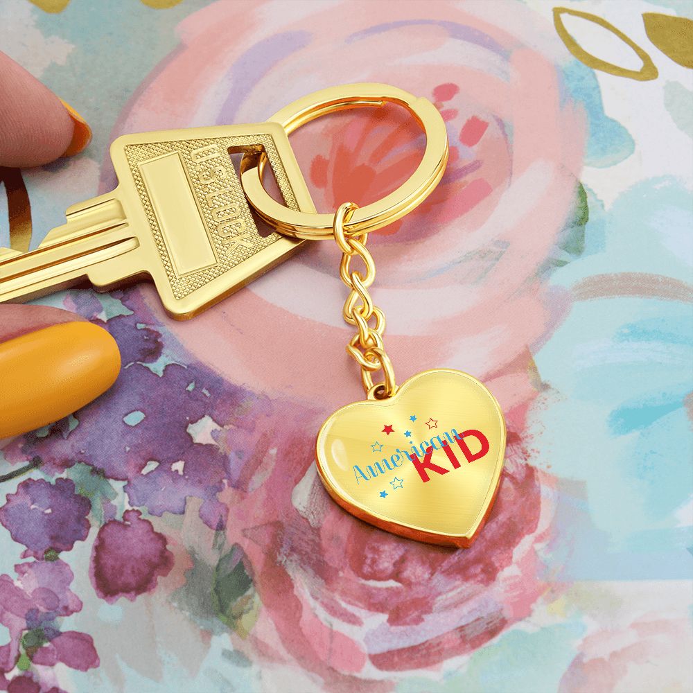 Graphic Heart Keychain For Keys | American Kid | silver or gold