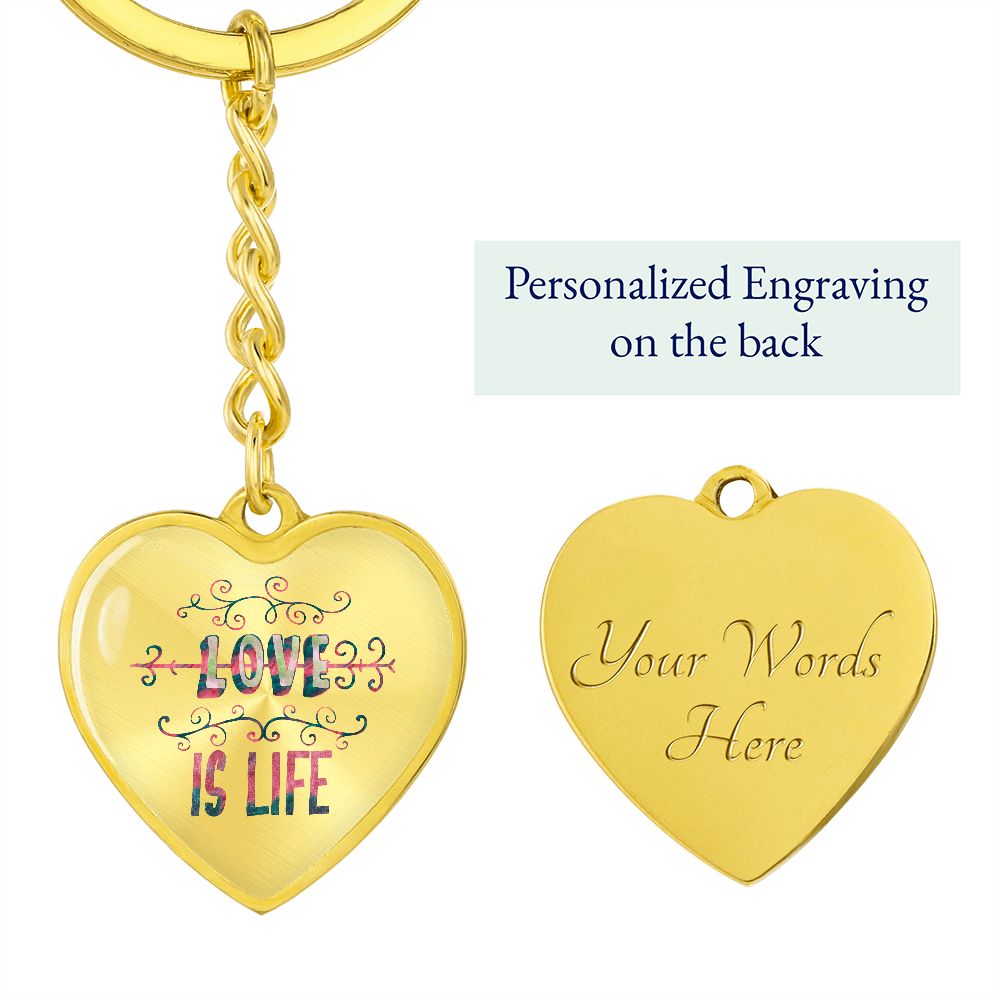 Graphic Heart Keychain For Keys | Love Is Life | silver or gold
