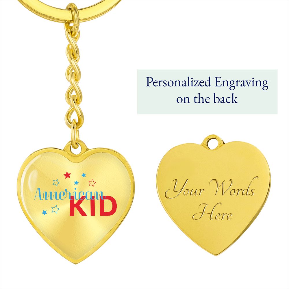 Graphic Heart Keychain For Keys | American Kid | silver or gold
