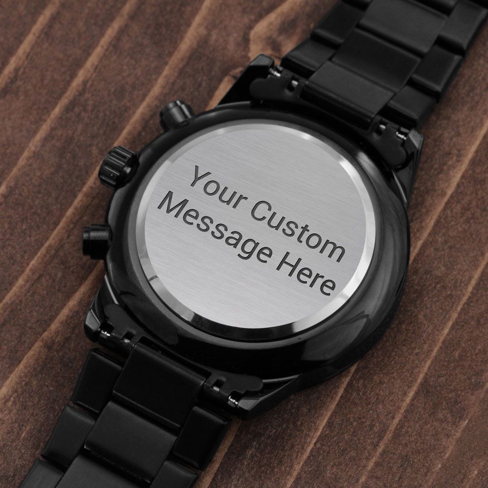 Customizable Black Stainless Steel Men's Watch Personalize