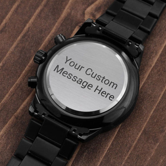 Customizable Black Stainless Steel Men's Watch Personalize