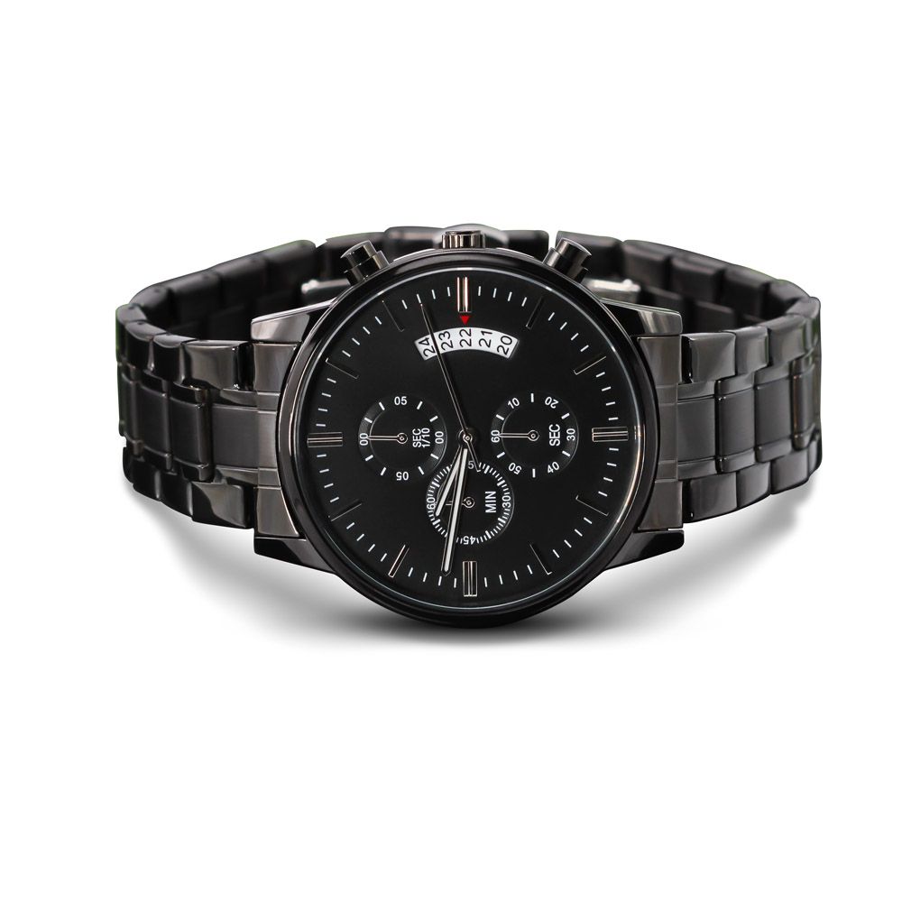 Customizable Black Stainless Steel Men's Watch Personalize