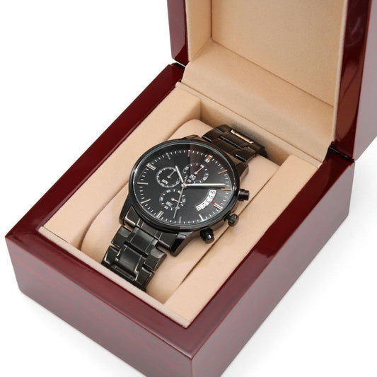 Customizable Black Stainless Steel Men's Watch Personalize