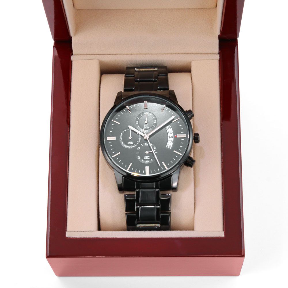Customizable Black Stainless Steel Men's Watch Personalize
