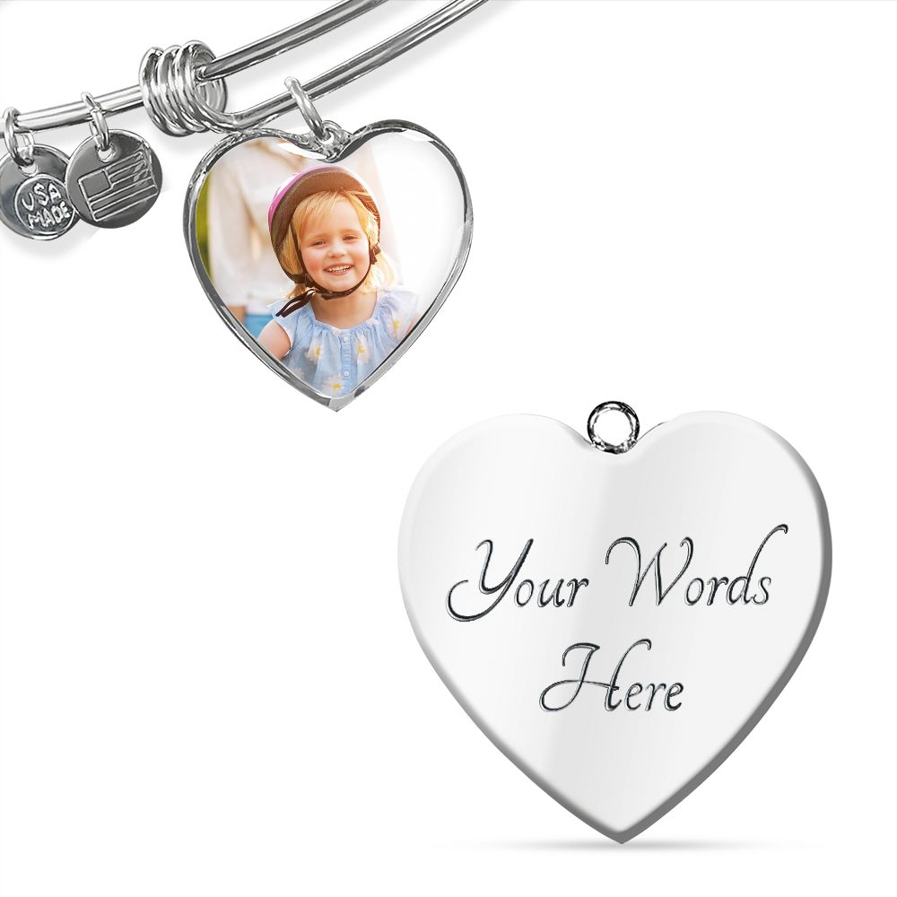 All My Love Personalized Photo Heart Keepsake Bangle