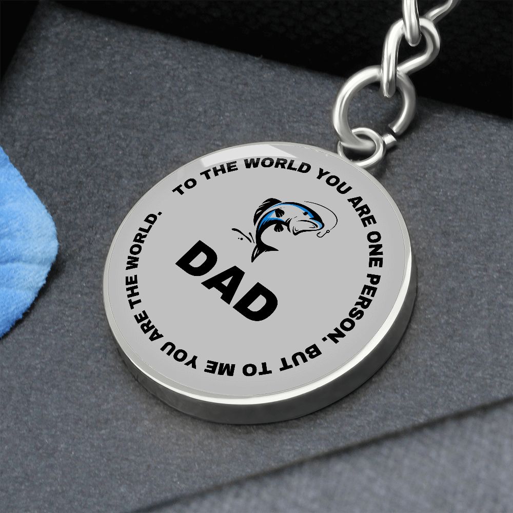 Graphic Circle Keychain For Keys | World Class Dad loves fishing